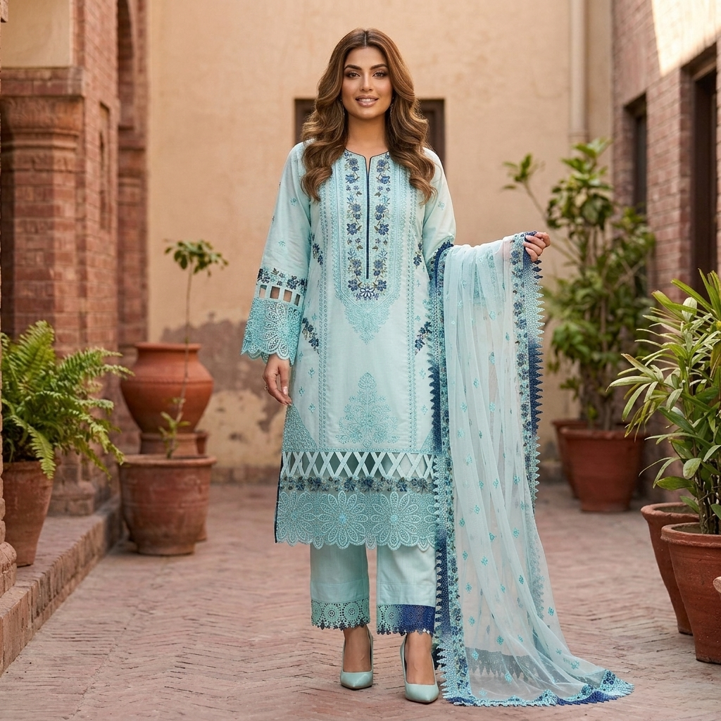 Mirha’s Collection by Nida: 3-Piece Embroidered Lawn Suite