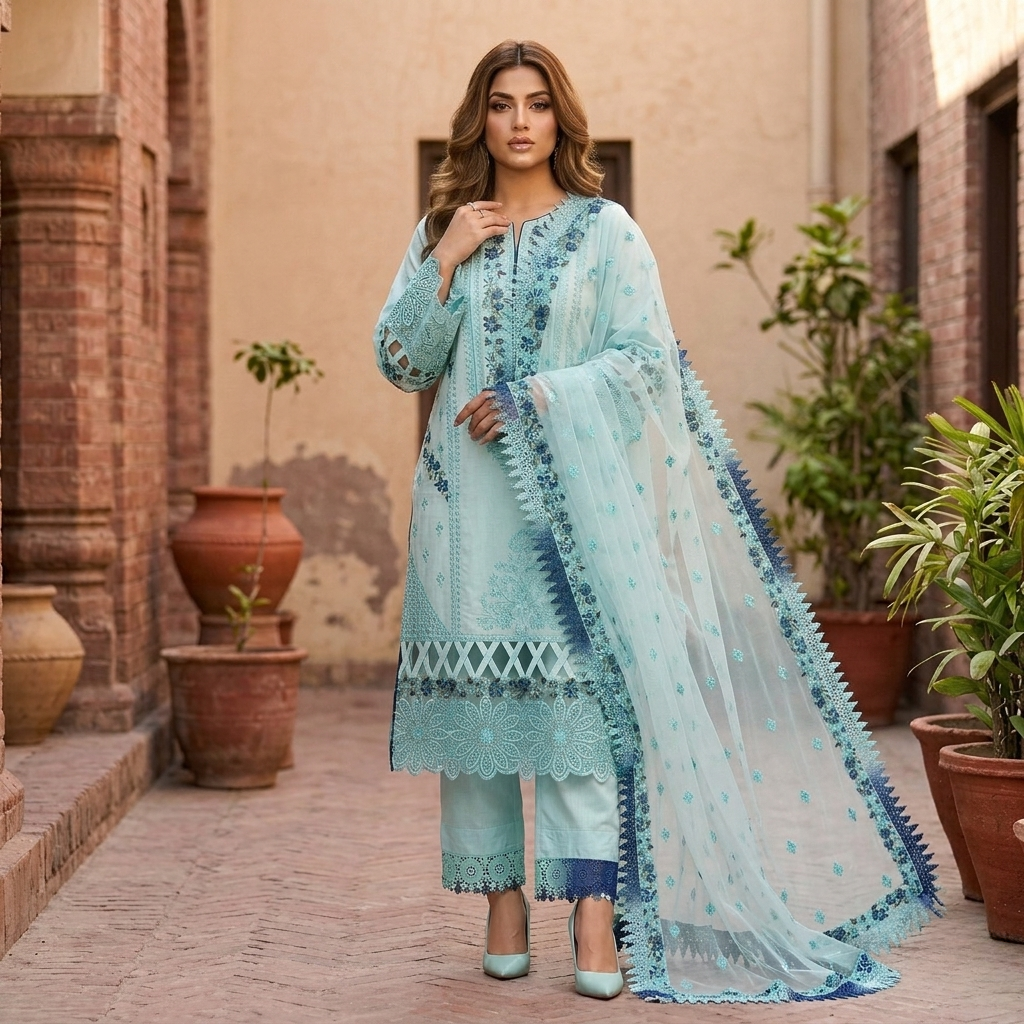 Mirha’s Collection by Nida: 3-Piece Embroidered Lawn Suite