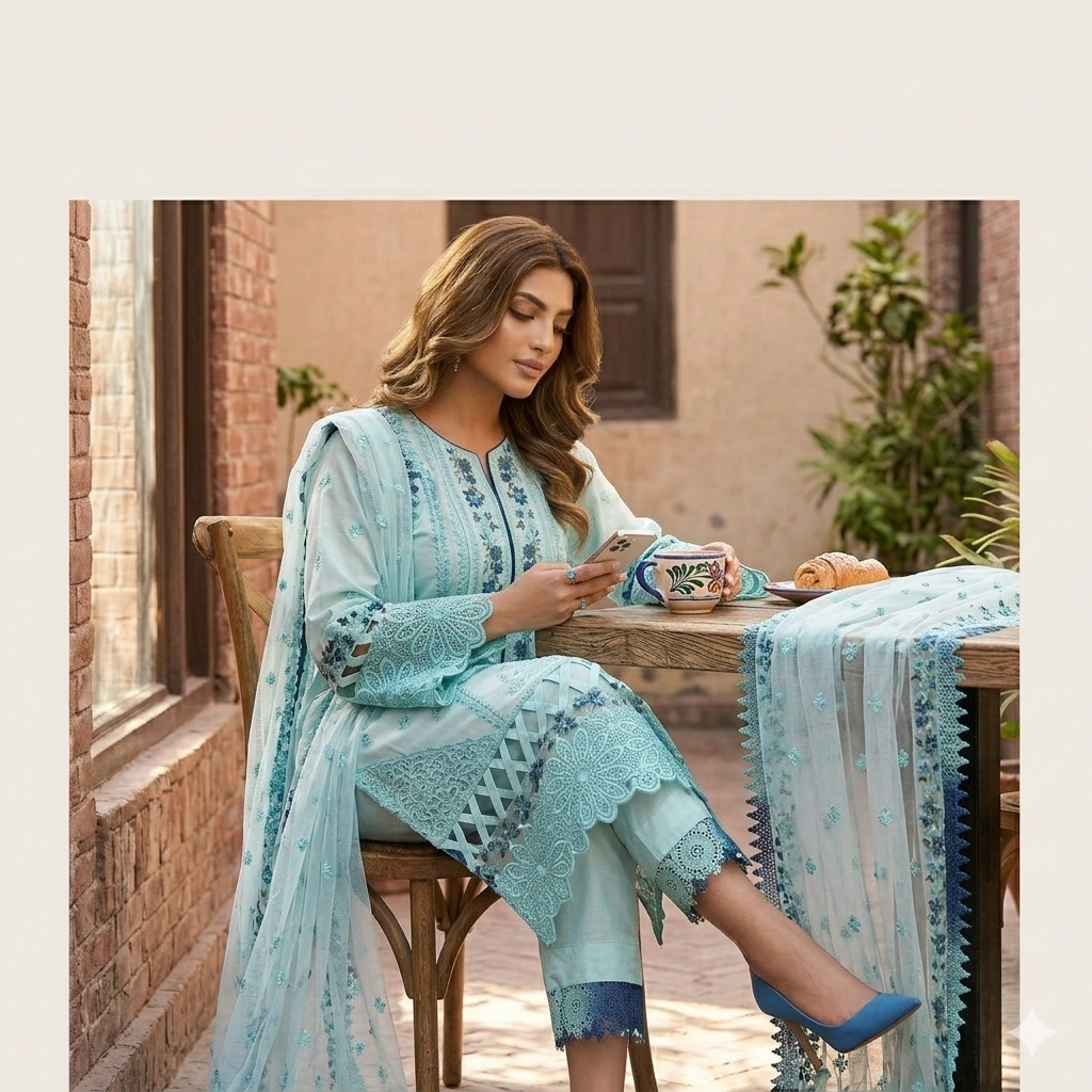 Mirha’s Collection by Nida: 3-Piece Embroidered Lawn Suite