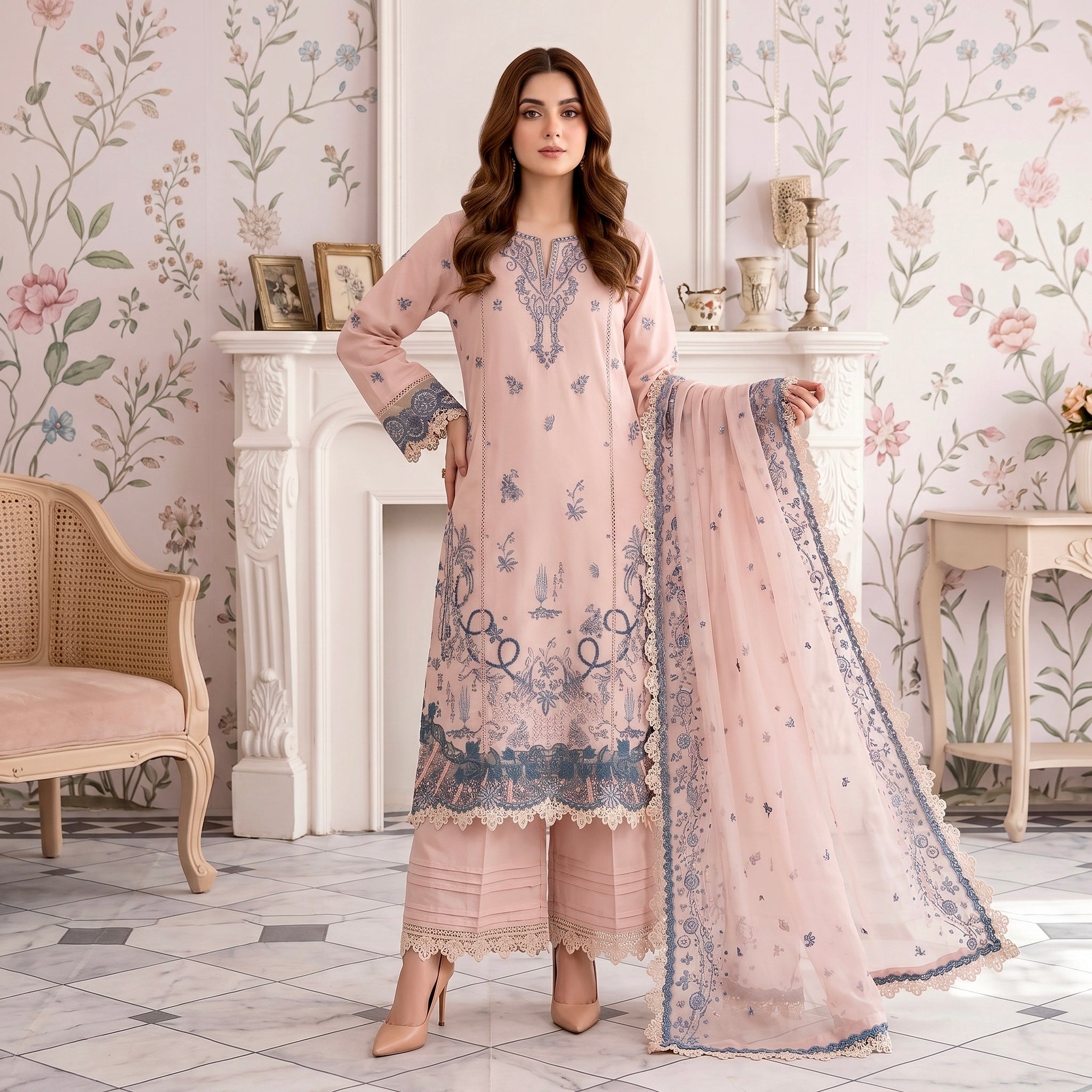 Mirha’s Collection by Nida: 3-Piece Embroidered Lawn Suite