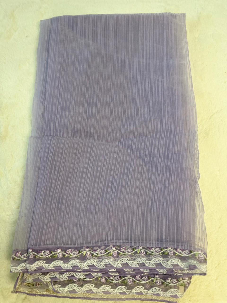Original Imrozia Ready to Wear: Luxury Embroidered Net Dupatta with Scalloped Border