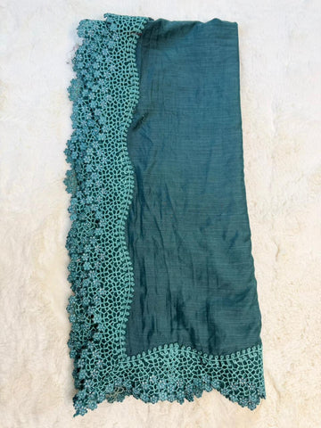 Original Imrozia Ready to Wear: Luxury Embroidered Net Dupatta with Scalloped Border