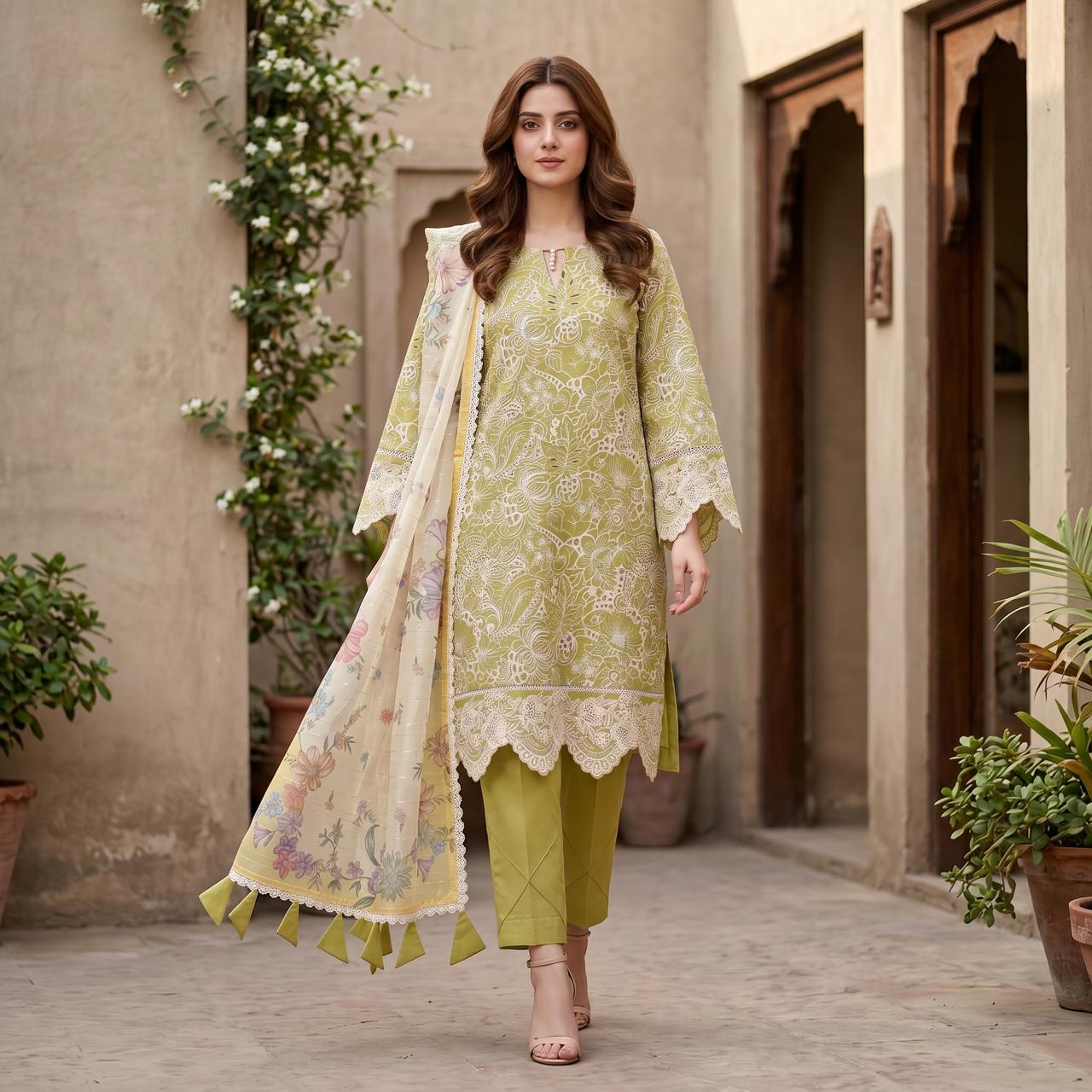 Mirha’s Collection by Nida: 3-Piece Embroidered Lawn Suite