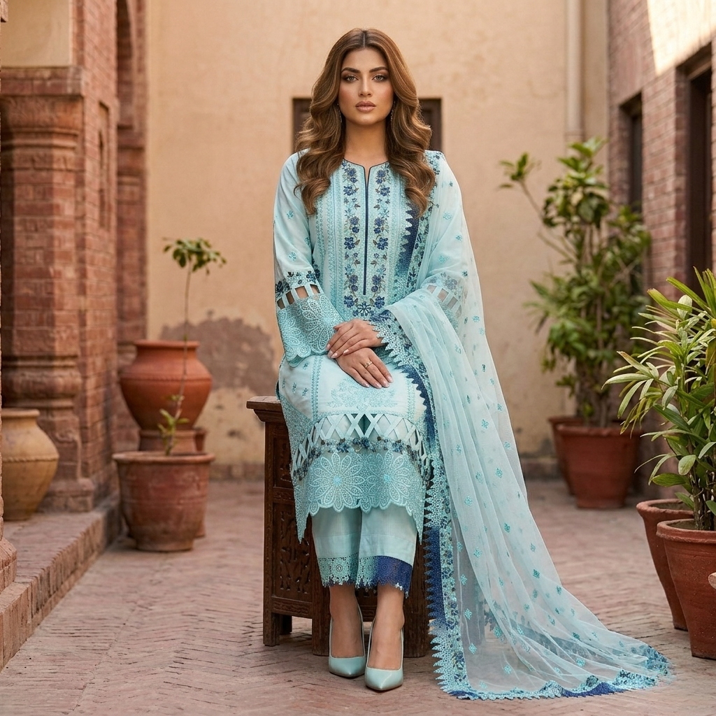 Mirha’s Collection by Nida: 3-Piece Embroidered Lawn Suite