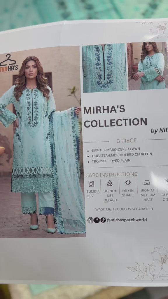 Mirha’s Collection by Nida: 3-Piece Embroidered Lawn Suite