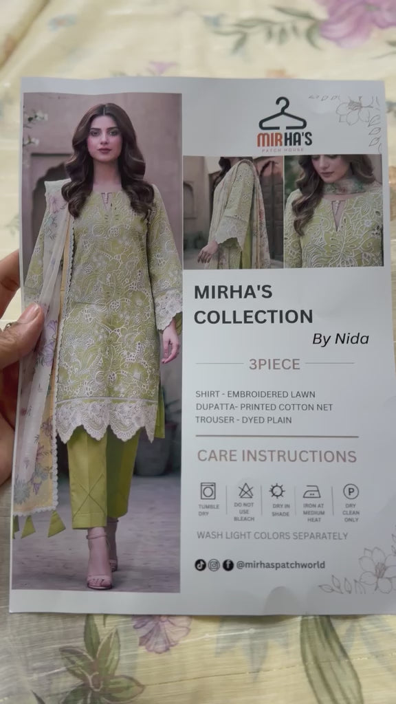 Mirha’s Collection by Nida: 3-Piece Embroidered Lawn Suite