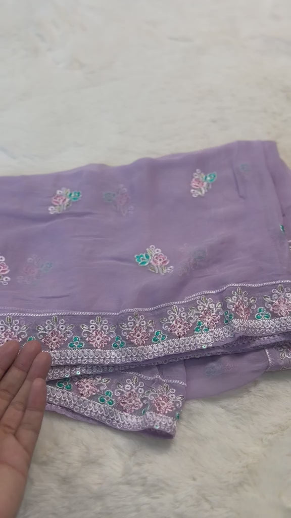 Original Imrozia Ready to Wear: Luxury Embroidered Net Dupatta with Scalloped Border